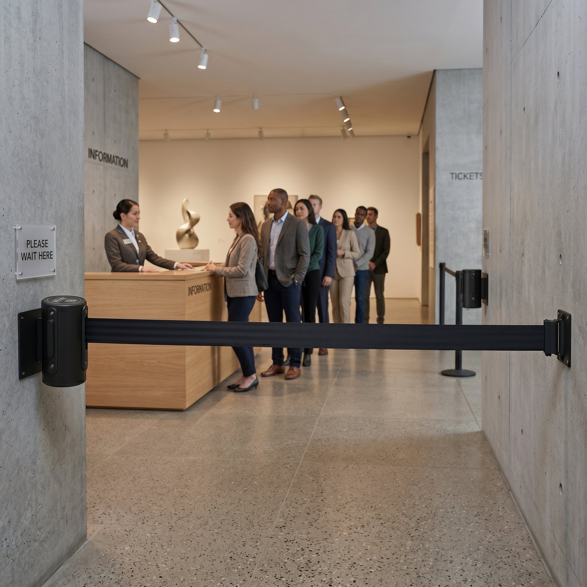 Wall Mounted Barrier with Durable Steel Housing for Short-Term Events