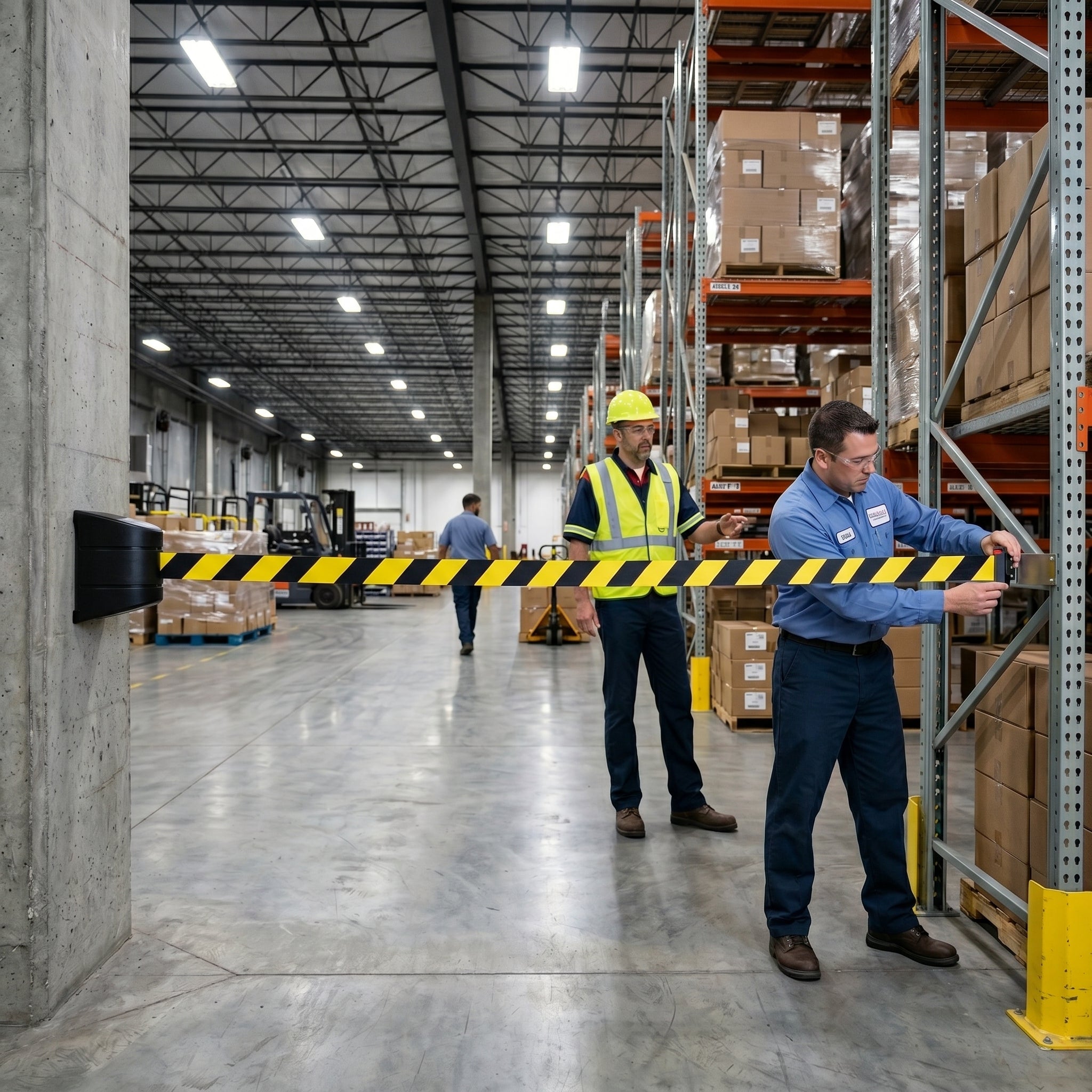 Wall Mounted Magnetic Barrier Belt for Industry & Warehousing (4.5 or 10m)