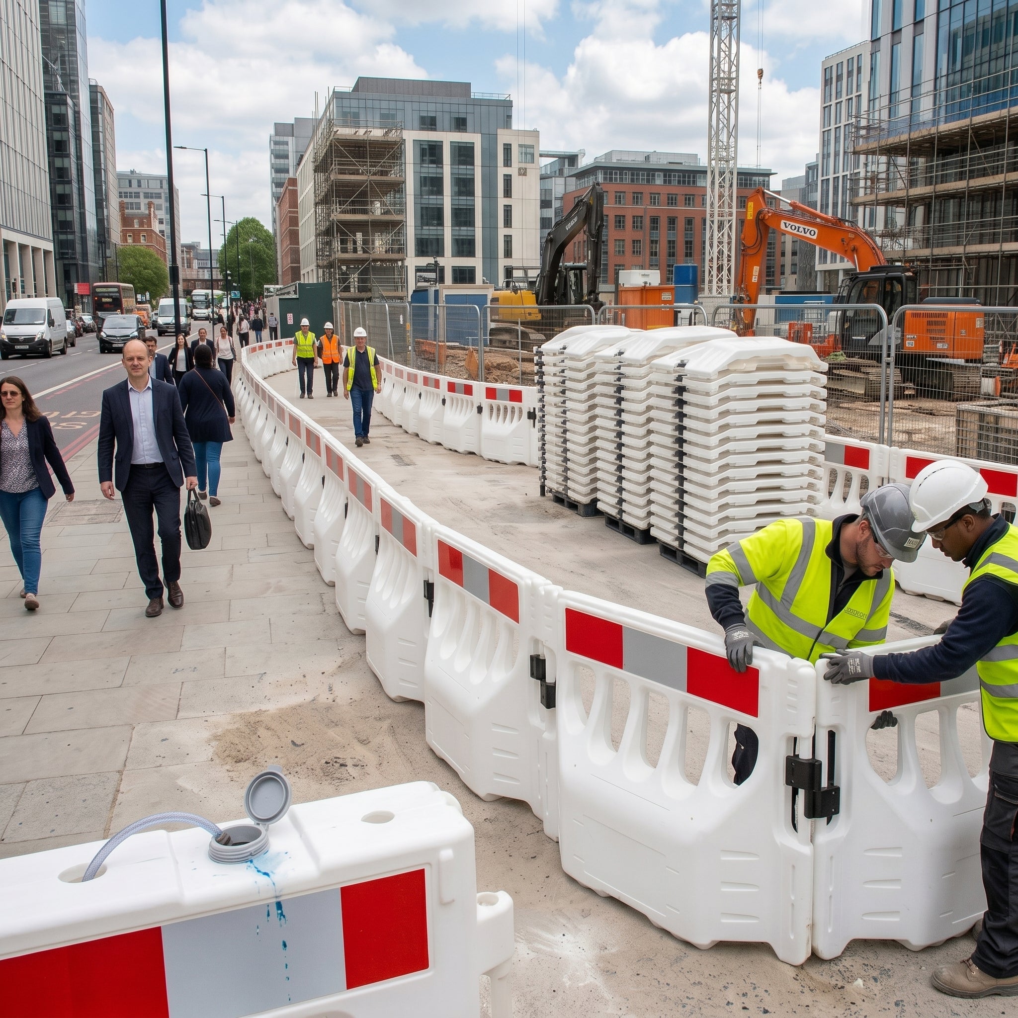 Water-Filled Pedestrian Barrier System — Stackable | 1200mm | Next-Day UK Delivery