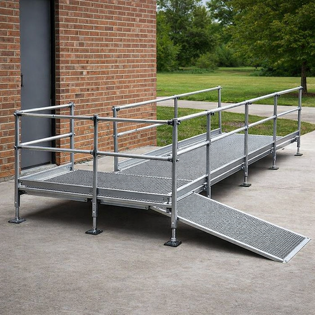 Modular Wheelchair Ramp Kit – 1080mm x 4500mm – Double Handrails – Mobility Access