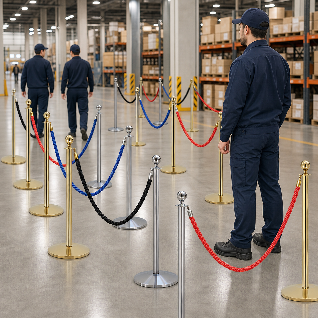 Post and Rope Barrier Set with Ball Head for Event Management (Package of 2 Posts & 1 Rope)