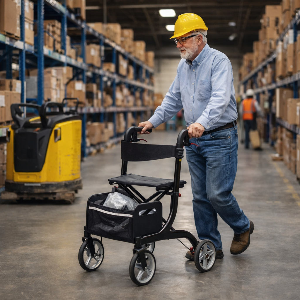 Rollator Walker – Adjustable Handle Height – Indoor/Outdoor Use