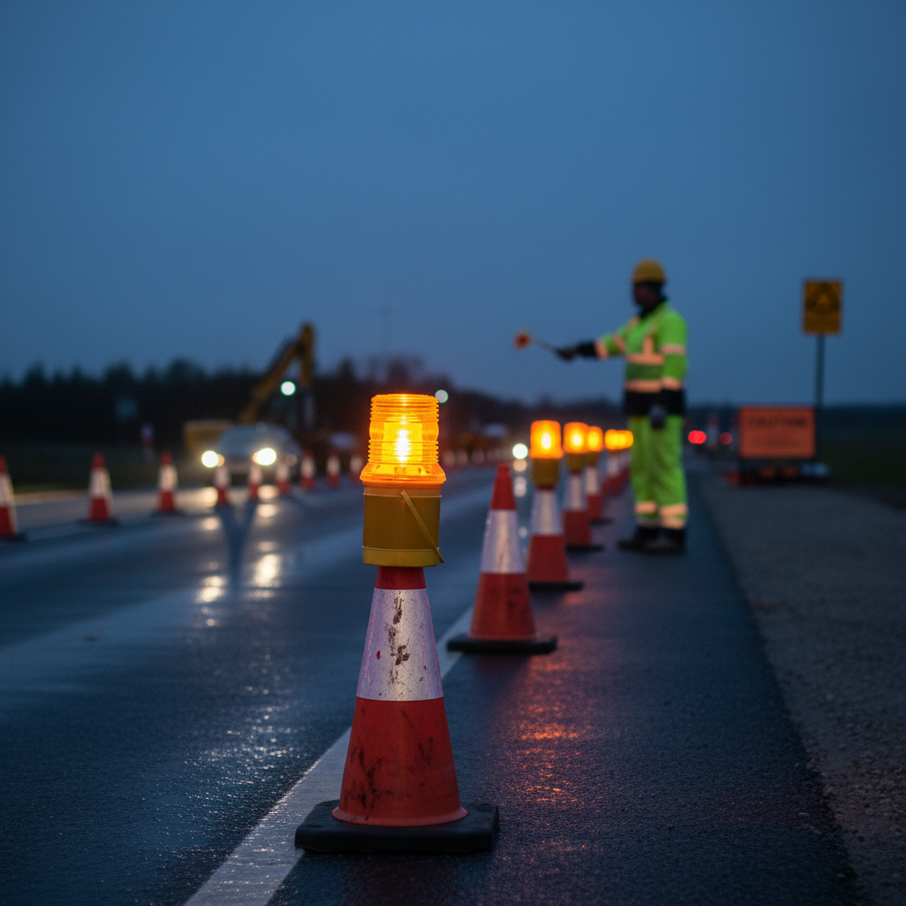 Professional Traffic Cone Light with 360-Degree Lens and Durable Design for Enhanced Visibility