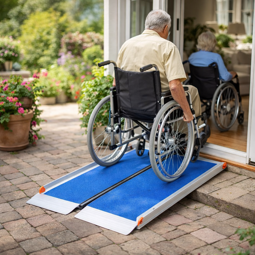 Folding Wheelchair Ramp – 2ft – Non-Slip, Lightweight – Portable Use