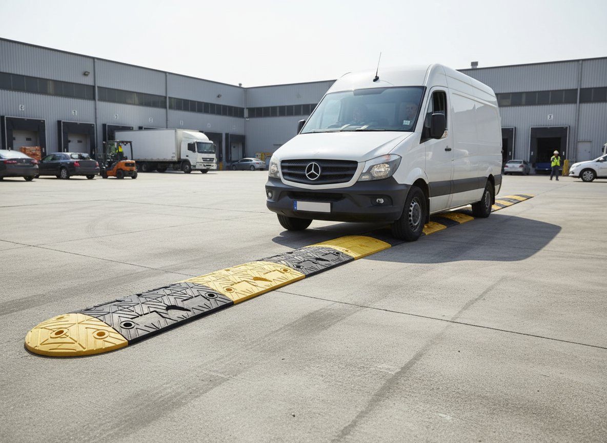 Premium Heavy Duty Rubber Speed Bump Set - 50mm Height with High-Visibility Design for Enhanced Road Safety