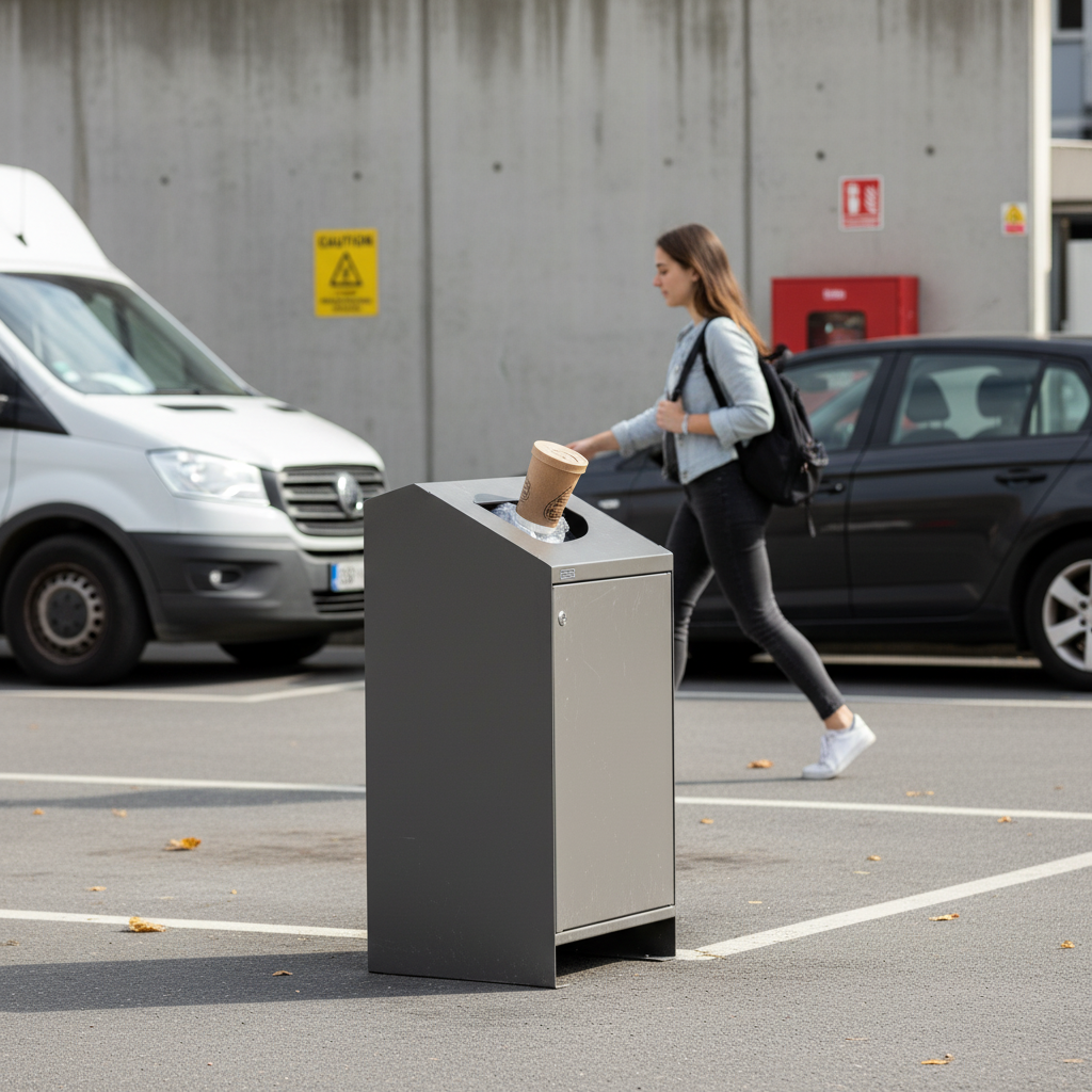Premium Heavy Duty Litter Bin 100L with Galvanized Steel Construction and Secure Lock for Urban Waste Disposal | Barriers Co