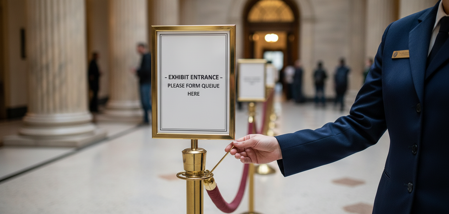 Premium A4 Sign Holder with Acrylic Frames for Rope Barrier Posts - Elegant Design and Compatibility