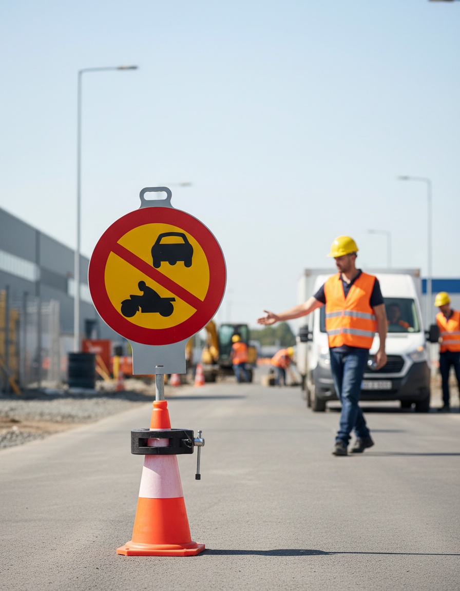 Premium Portable Sign with Handle - Warning for No Entry, Made from Durable ABS Plastic