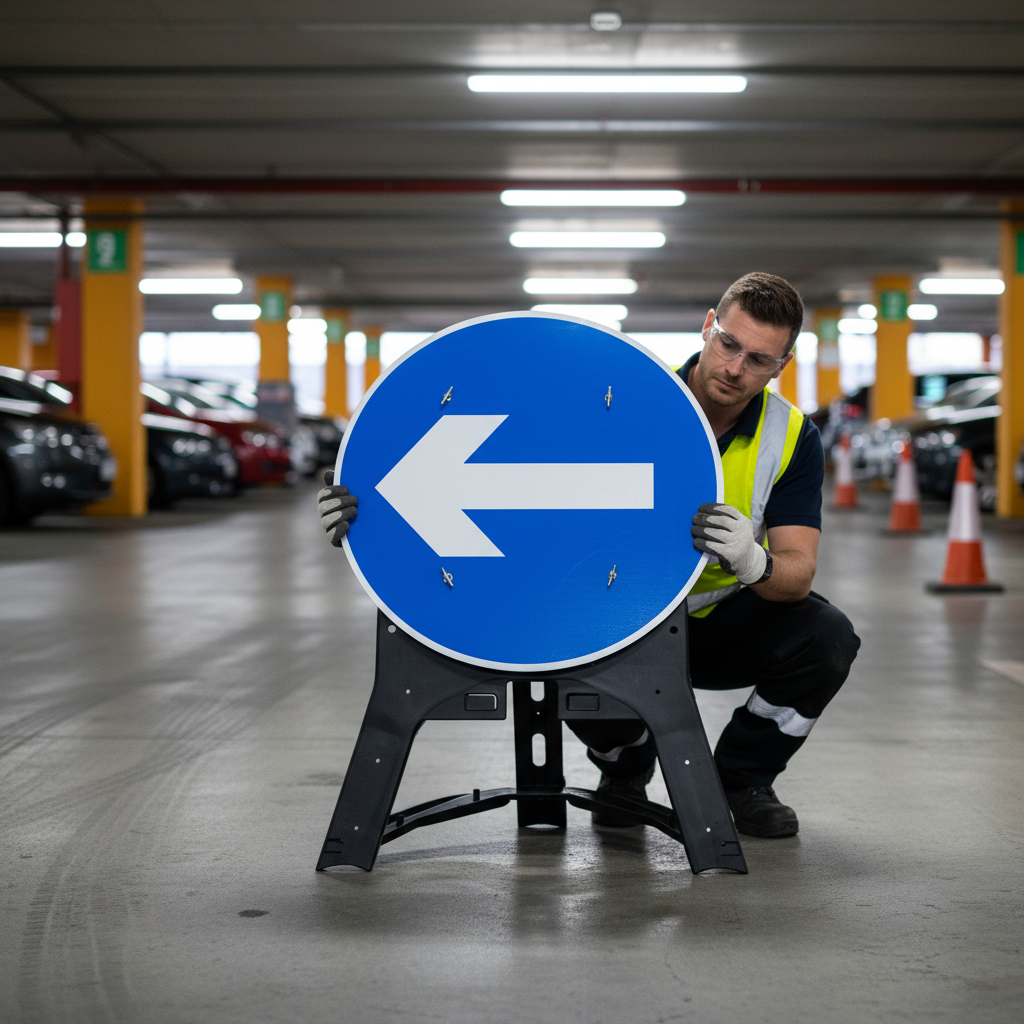 Professional Turn Left Sign 606mm with Quick Fit Frame - Compliant Road Safety Sign for Traffic Direction