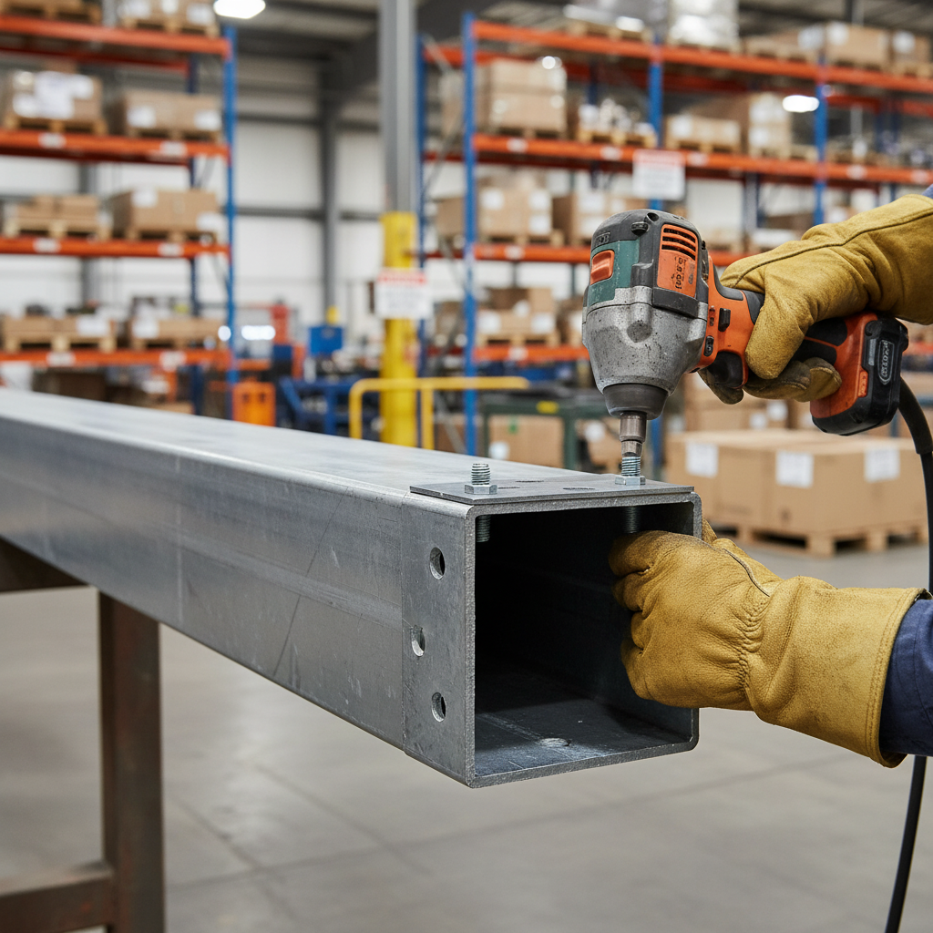 Premium Flat End Cap for Open Box Beam Barrier - Galvanised Steel Construction with Secure Fixings - Detail View | Barriers C