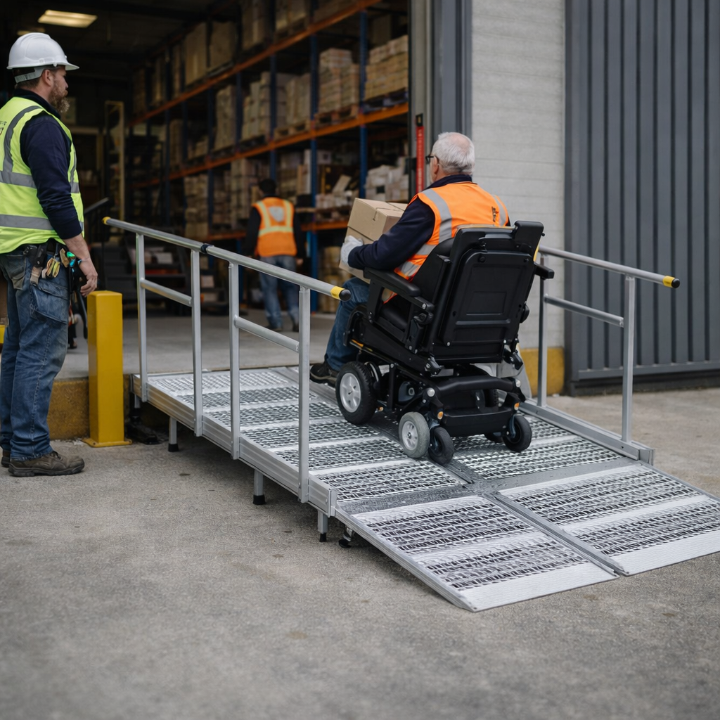 Aluminium Modular Ramp Kit – 1300mm x 2500mm – Platform & Handrails – Wheelchair Access