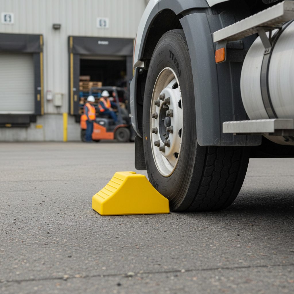 Premium Heavy Duty Wheel Chock for Mining Equipment - Ultra-Tough Urethane with Easy Carry Handles and High Load Capacity