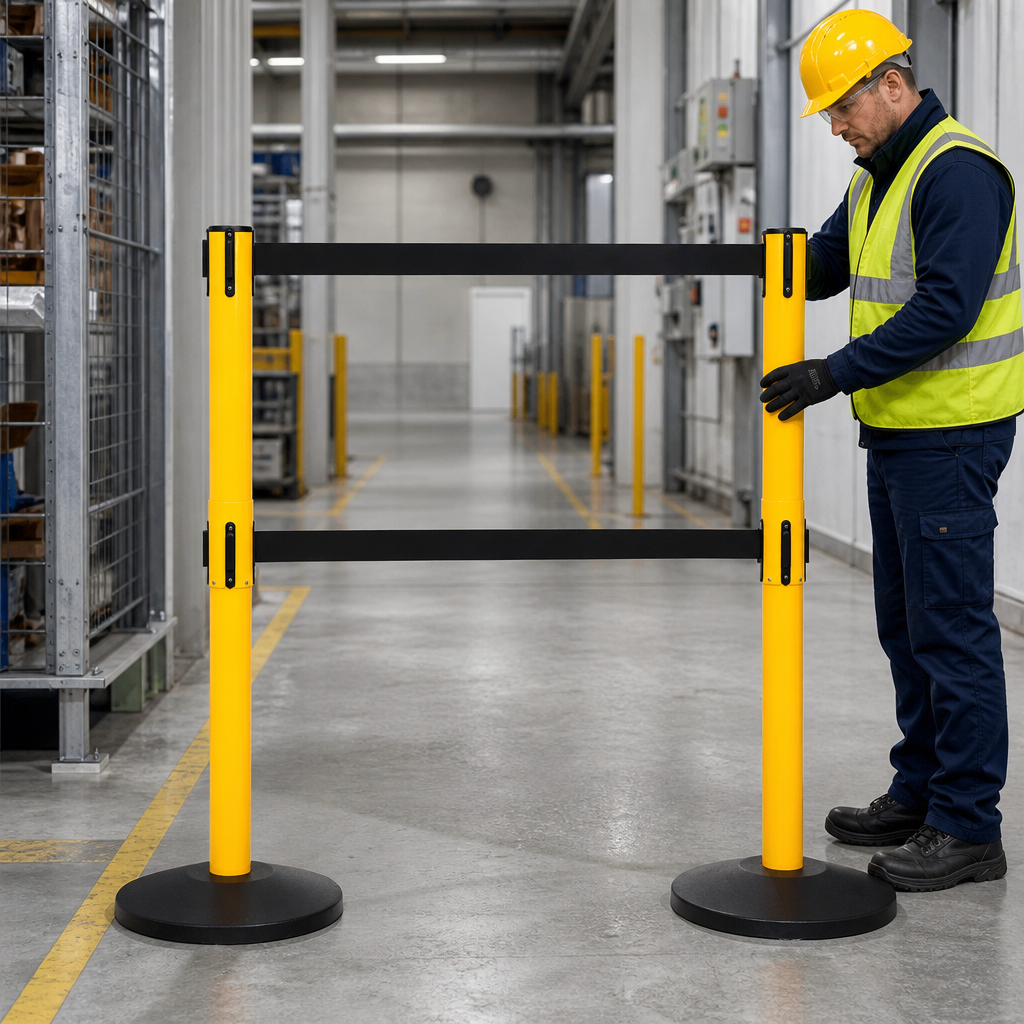 450 Twin Belt Barrier System for Safety Management (Pack of 2)