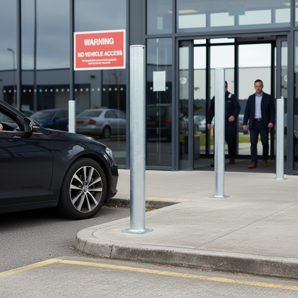 Premium Fixed Galvanized Bollard 1000mm - Heavy Duty Post with Seamless Integration for Safety and Security