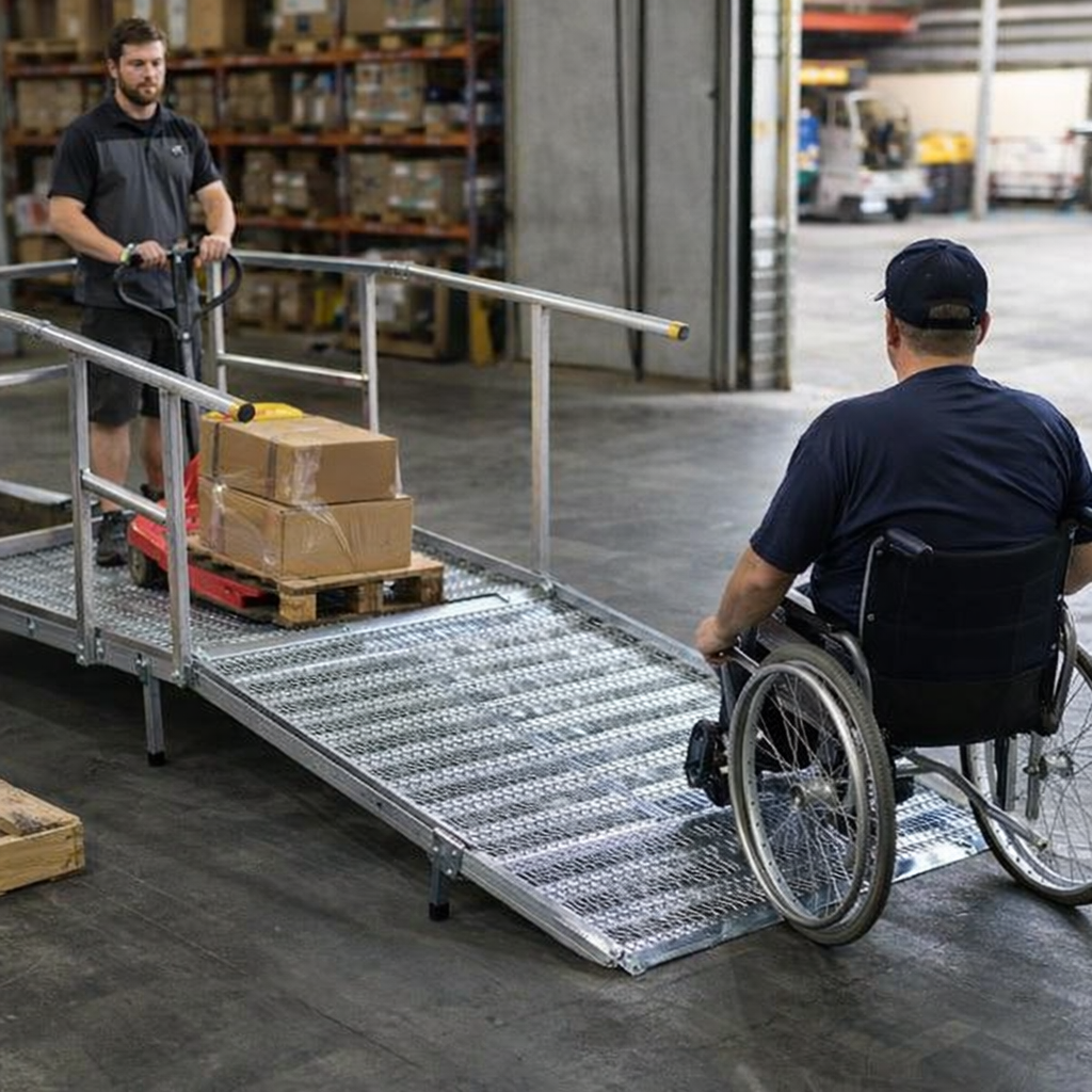 Aluminium Modular Ramp Kit – 1300mm x 2500mm – Handrails & Platform – Wheelchair Access