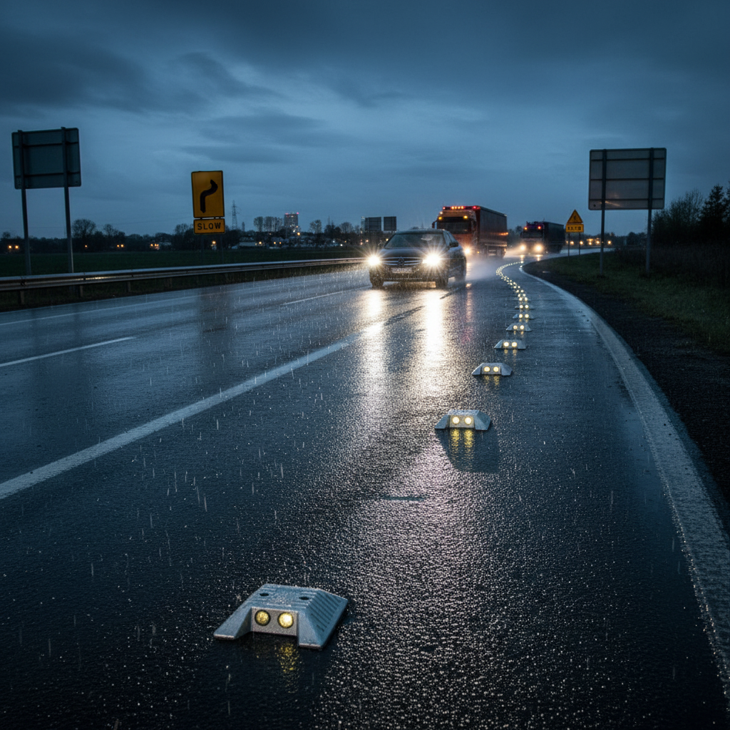 Heavy Duty Cast Aluminium Road Studs with Enhanced Nighttime Visibility and Secure Bolt-Down Installation for Road Safety
