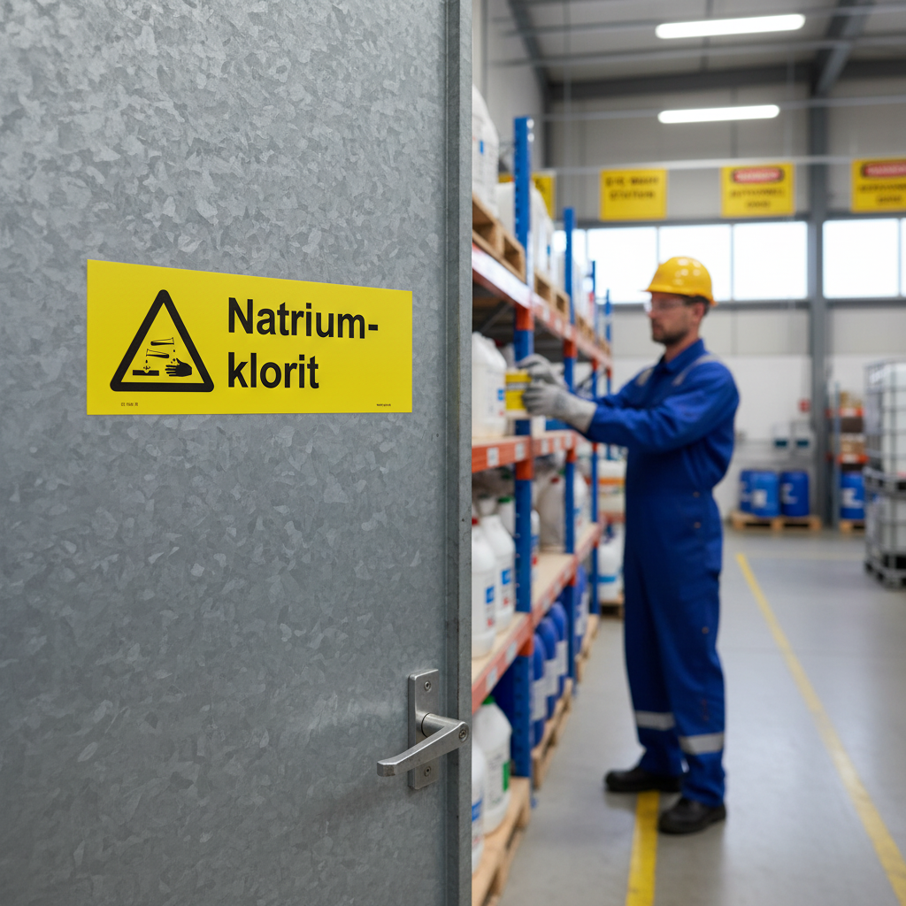 Premium Warning Sign for Sodium Chlorite Risks - Durable Materials and Easy Installation Options