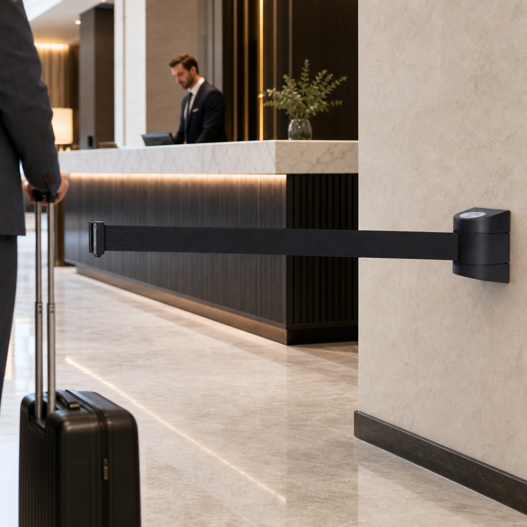 ABS Wall Mounted Belt Barrier System 4.6m for Hotel Lobbies
