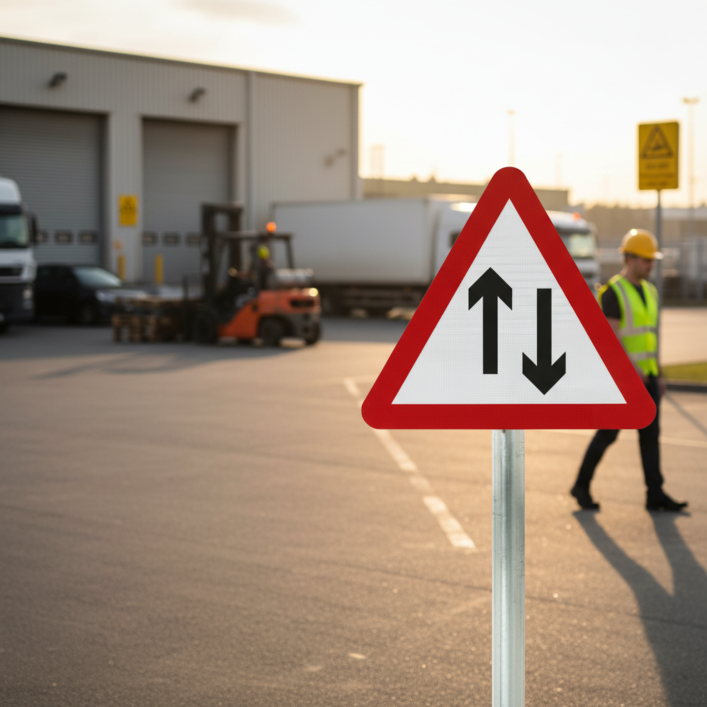 Professional Two Way Traffic Post Mounted Sign 450mm to 1500mm for Road Safety - High-Quality Professional Grade for Industrial and Commercial Appl...
