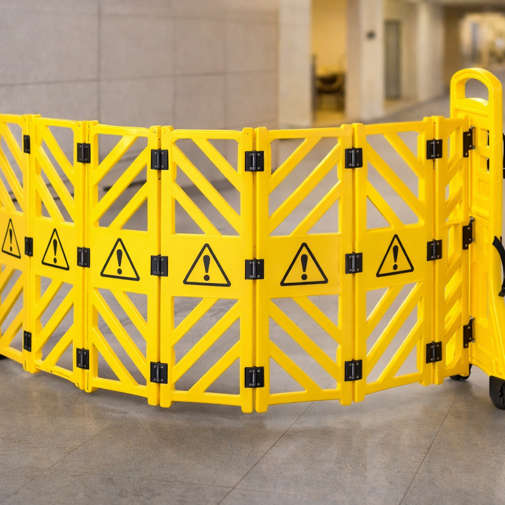 Expandable Safety Barrier on Wheels – Yellow – 3.85m – Indoor/Outdoor Use