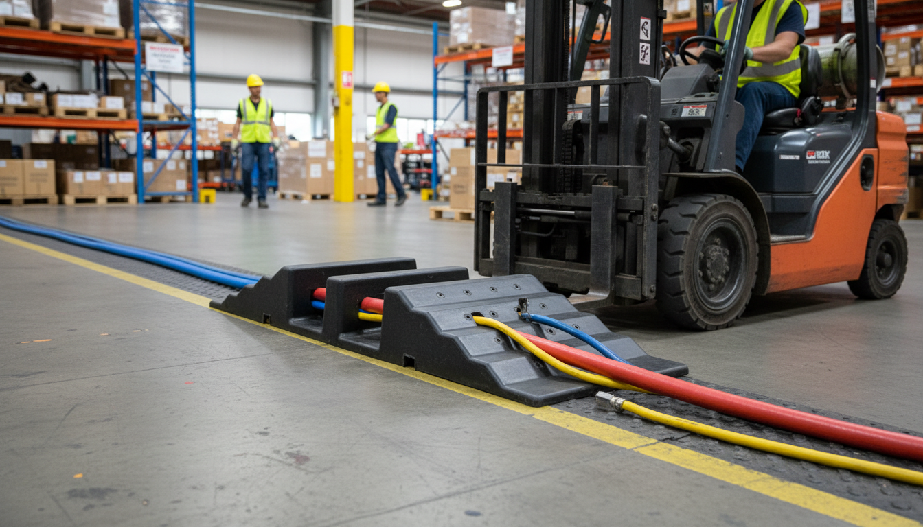 Premium Lightweight Hose and Cable Bridge with Dual Duct Design, Extendable Modular Features and Enhanced Visibility for Safety