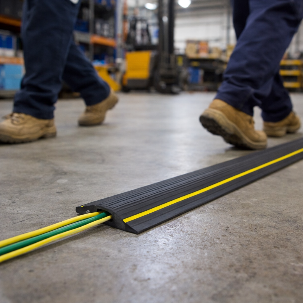 1-Channel Floor Cable Protector – 15mm x 5mm – Premium – Indoor/Outdoor Use