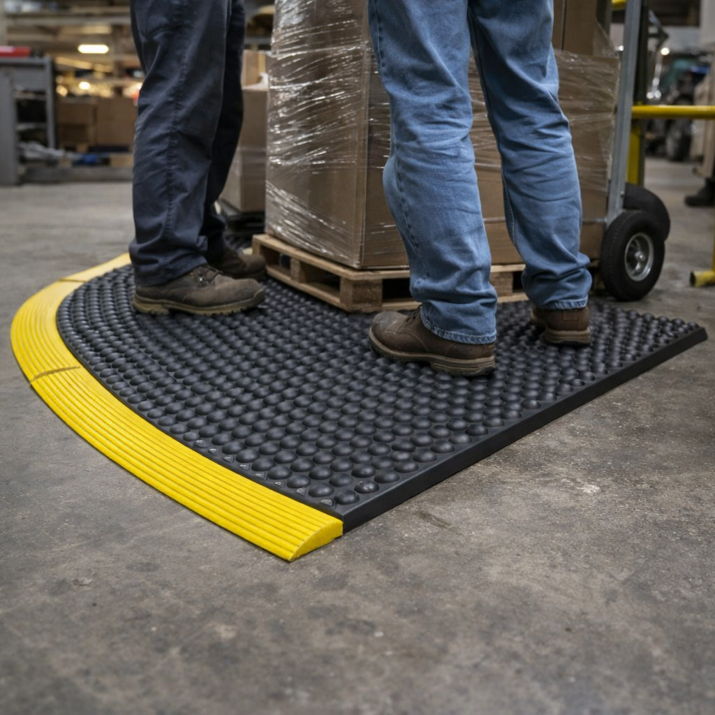 Heavy Duty Rubber Corner Mat – 91 cm – Anti-Fatigue Design – Industrial Use