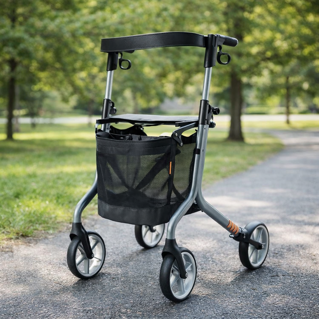 Rollator Walker – White – Lightweight 5.4kg – Mobility Aid