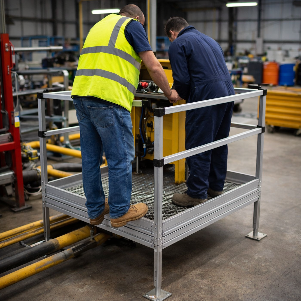 Platform Kit – 1.1m x 1.1m – Mesh Surface & Safety Edges – Modular Ramp