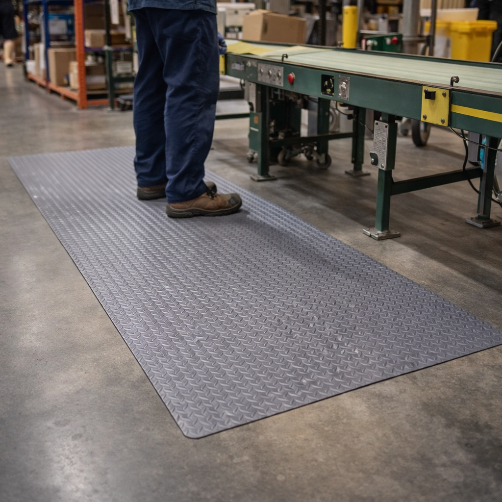 Anti-Fatigue Mat – Grey – 14mm Thick, Fire Rated – Industrial Use