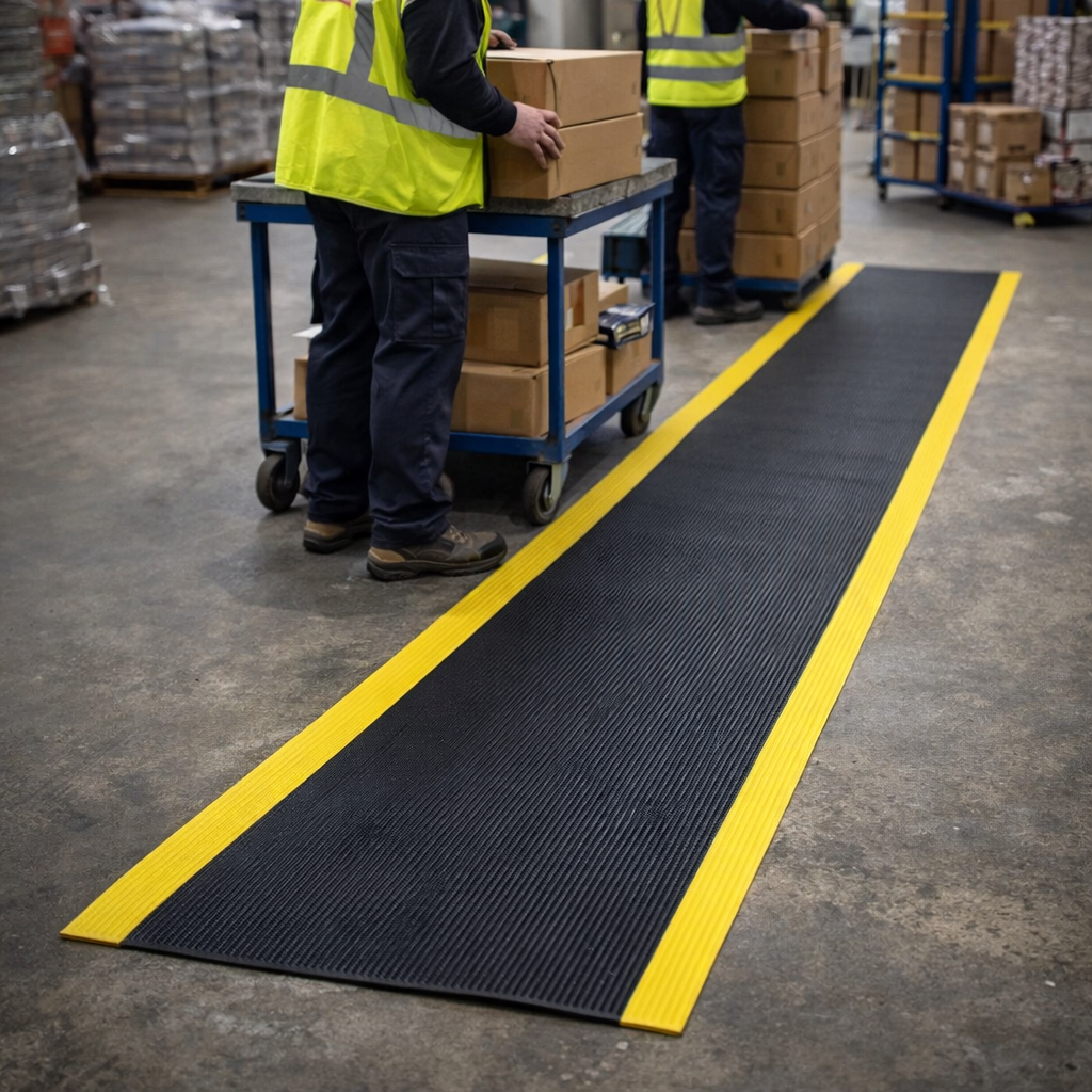 Anti-Fatigue Mat – Black & Yellow – 9.4mm Thick – Light Duty Use