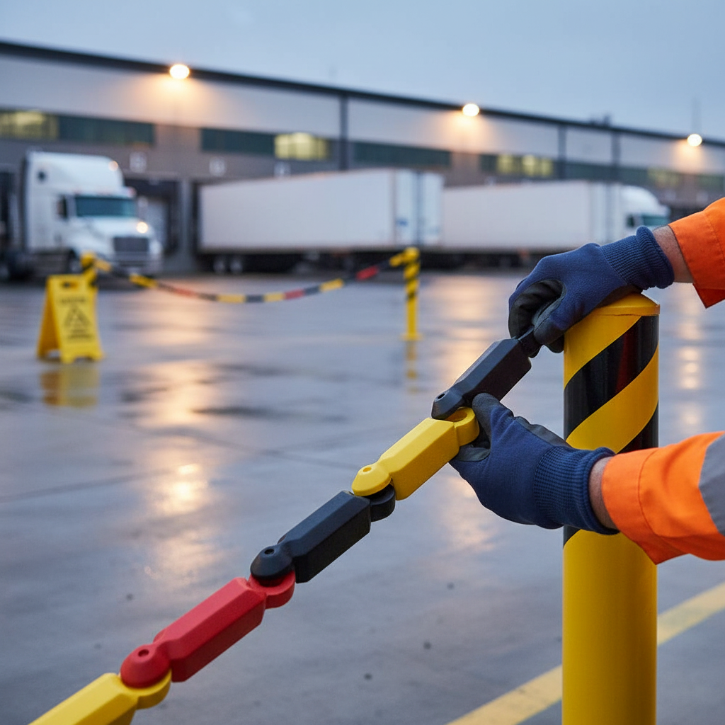 Premium Heavy Duty Chain Traffic Separator - Durable Rubber Design for Road Safety and Easy Installation in Multiple Colors