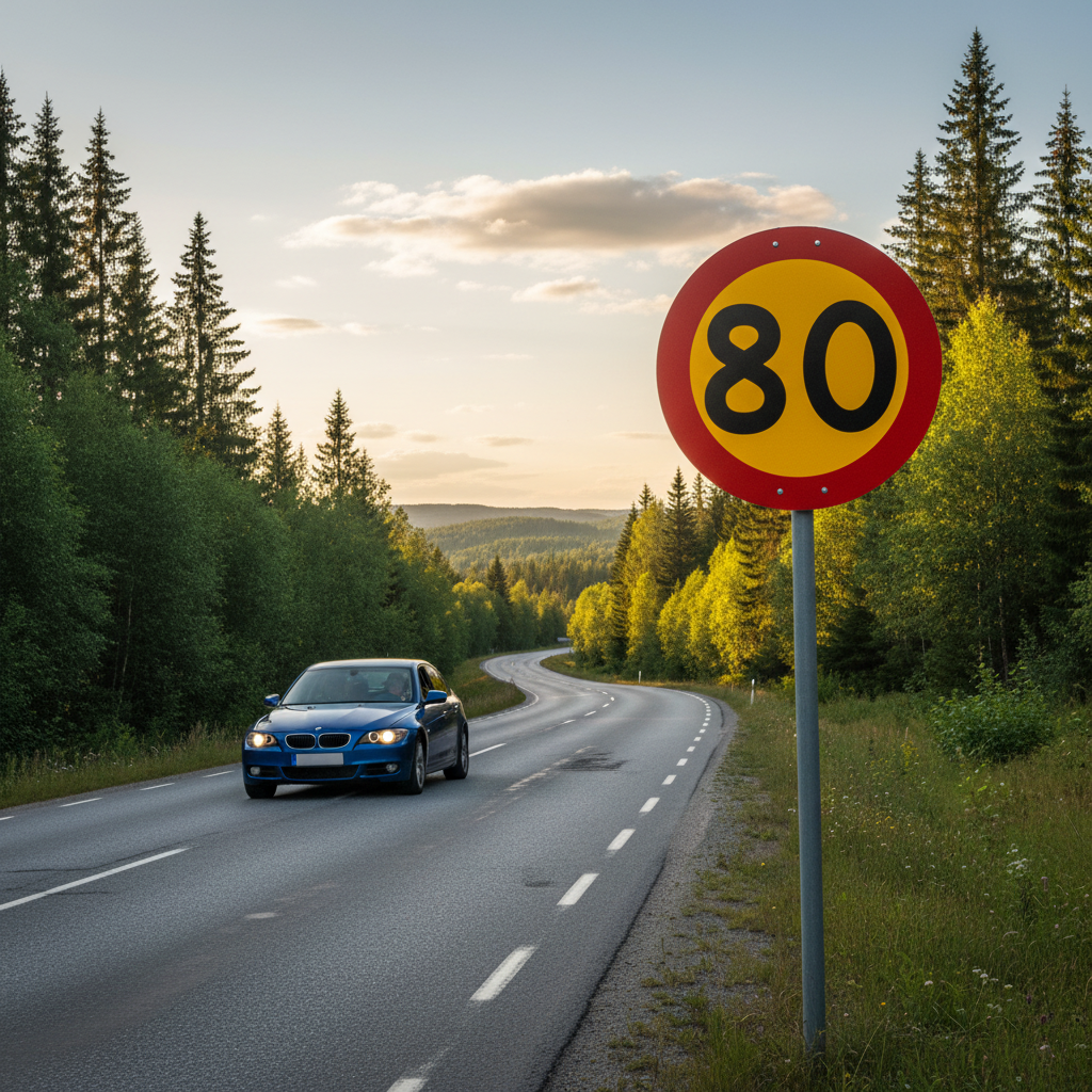 Premium Prohibition Sign - Maximum Speed Limit 80 km/h, Ø 600 mm for Traffic Control