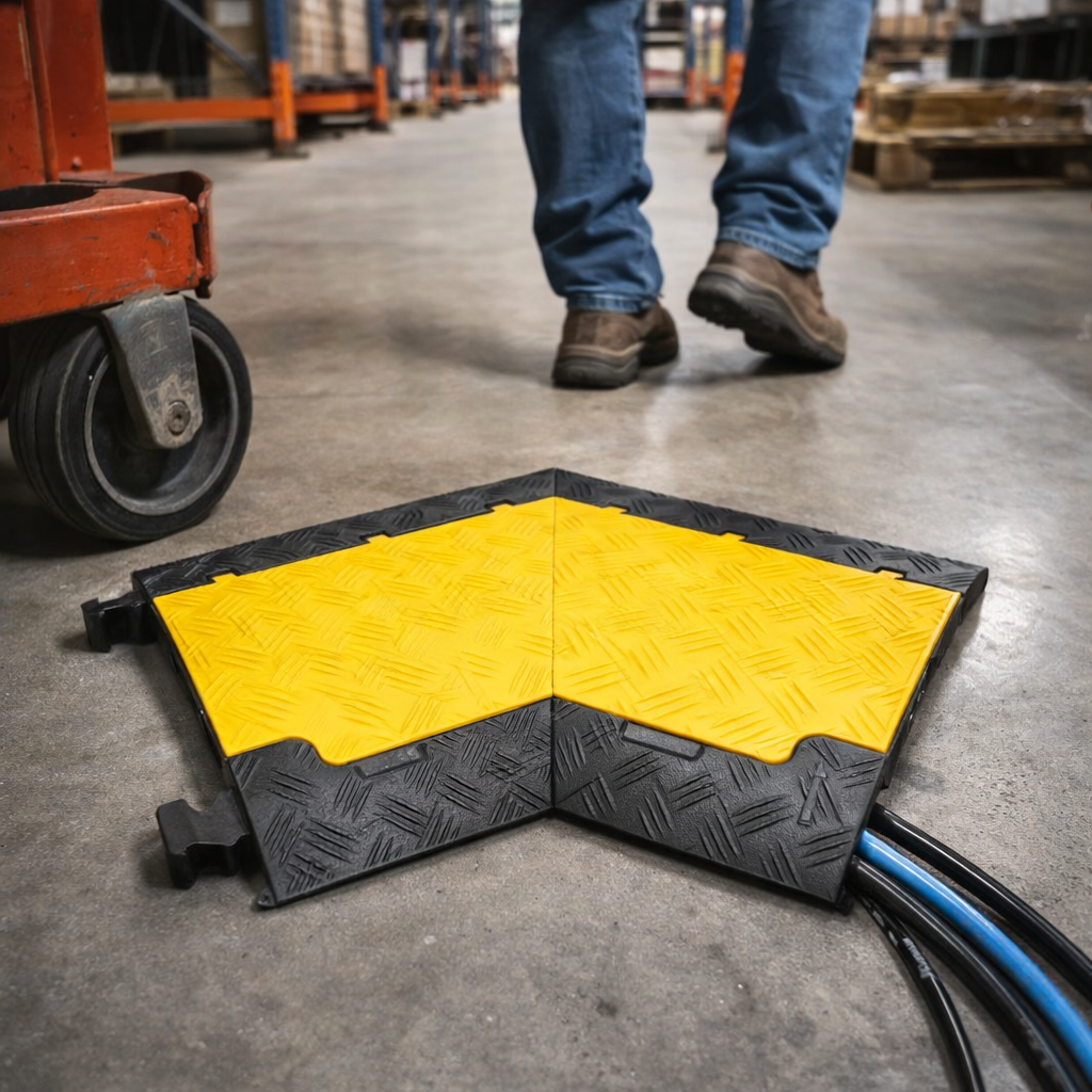 Cable Protector 45° Curve Left – 3 Channels – 2000kg Capacity – Indoor/Outdoor Use