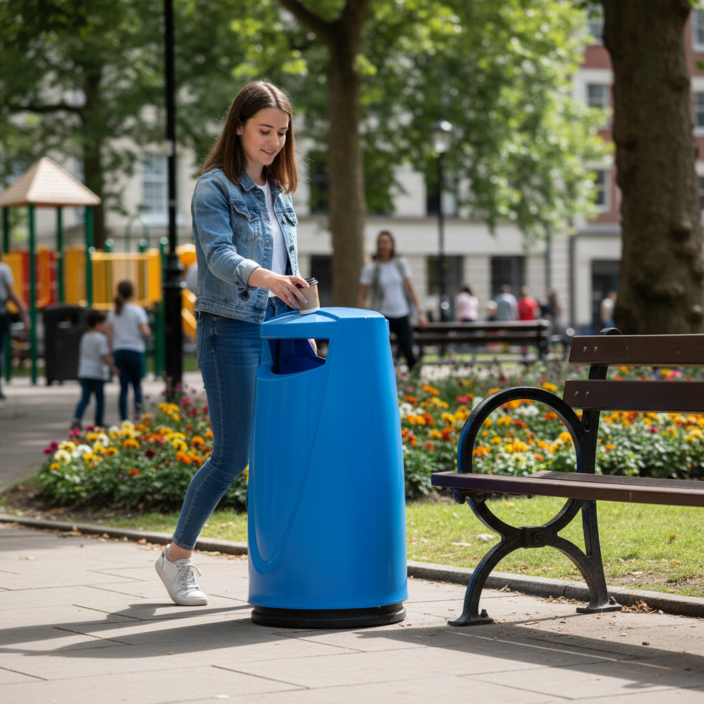 Premium 90L Litter Bin with Keyless Locking Mechanism for Public Spaces - High-Quality Professional Grade for Industrial and