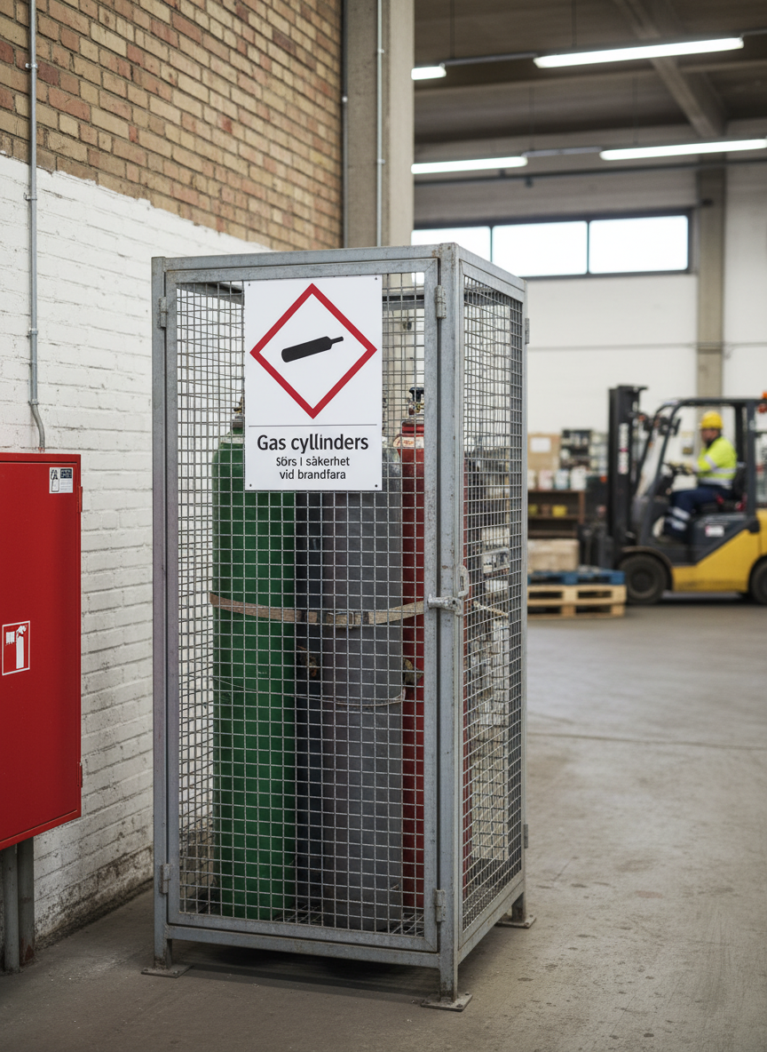 Premium Warning Sign for Gas Containers - Durable PVC, Adhesive, Magnet & Aluminum Options with High-Visibility Printing