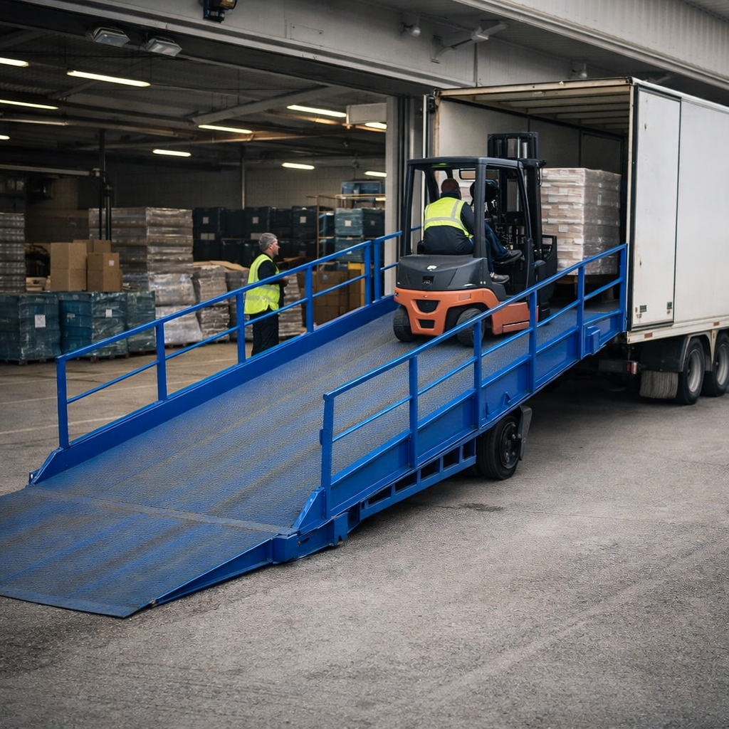 Yard Ramp with Handrails – Black – 15000kg Capacity – Industrial Use