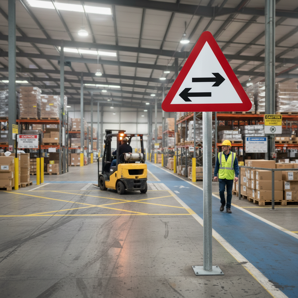 Professional Two-Way Traffic Crossing Post Mounted Sign with Diagram 522 for Enhanced Road Safety - Available in Multiple Sizes