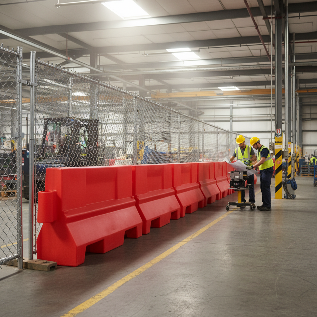 Premium Slimline Water-Filled Barrier with Optional Mesh Top for Enhanced Height and Durability... - side view | Barriers Co