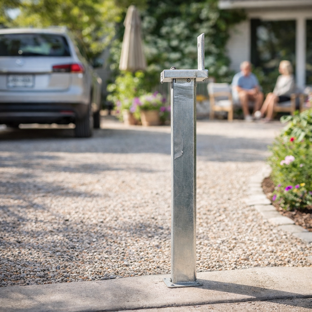 Retractable Telescopic Parking Bollard – White – Heavy Duty – Commercial Use