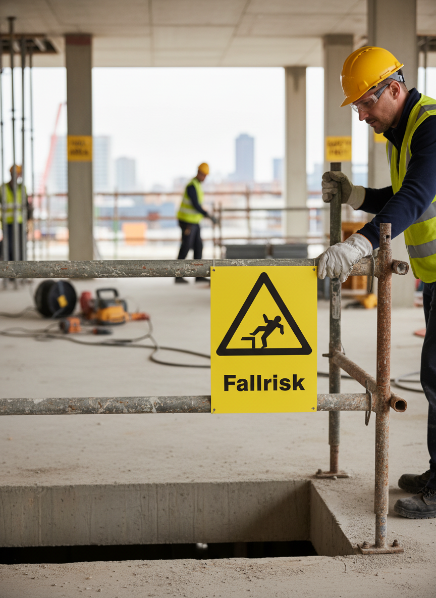 Premium Warning Sign for Fall Risk - Durable Materials, Multiple Sizes, Easy Installation for Safety in Various Environments