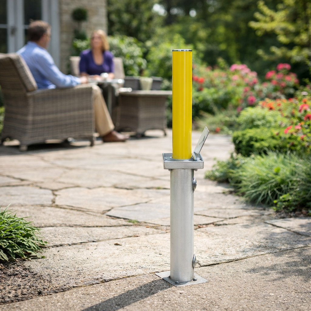 Retractable Bollard – Yellow – Stainless Steel – High Visibility