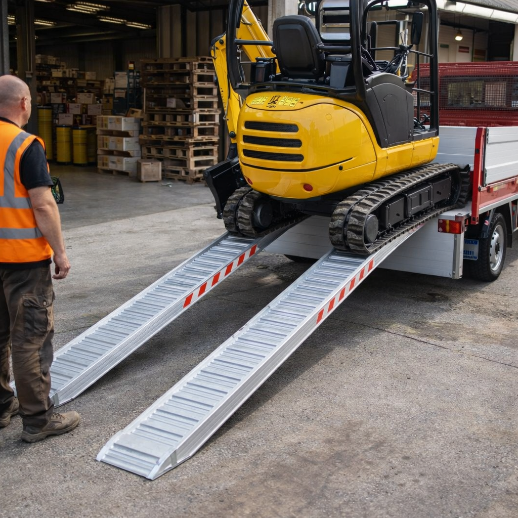 Aluminium Loading Ramps – 4500x360mm – 1800kg Capacity – Plant & Mini Digger