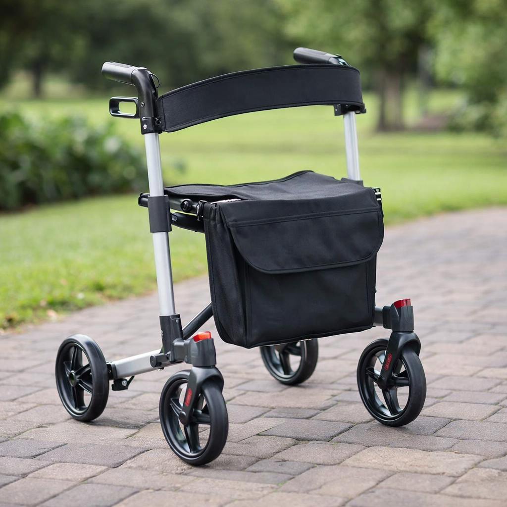 Foldable Rollator – White – Aluminium Frame – Indoor/Outdoor Use