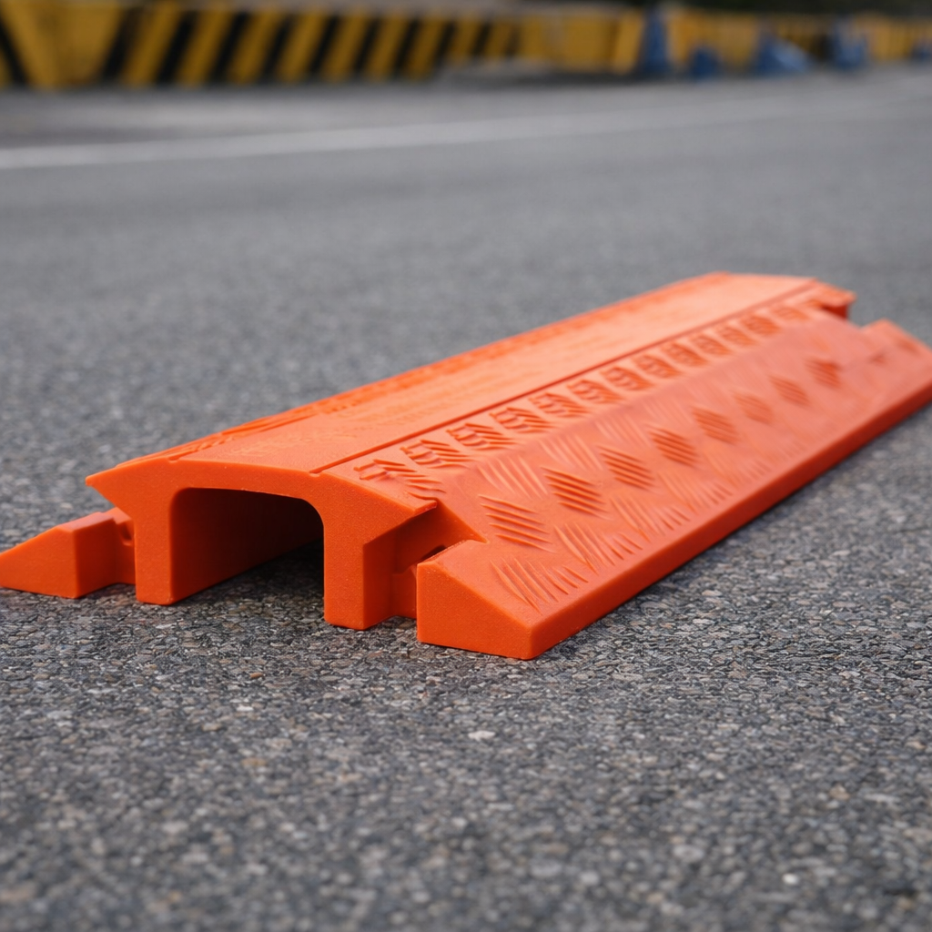 Single Channel Drop Over Cable Protector – 1.25 Inch Diameter – Orange – Industrial Grade