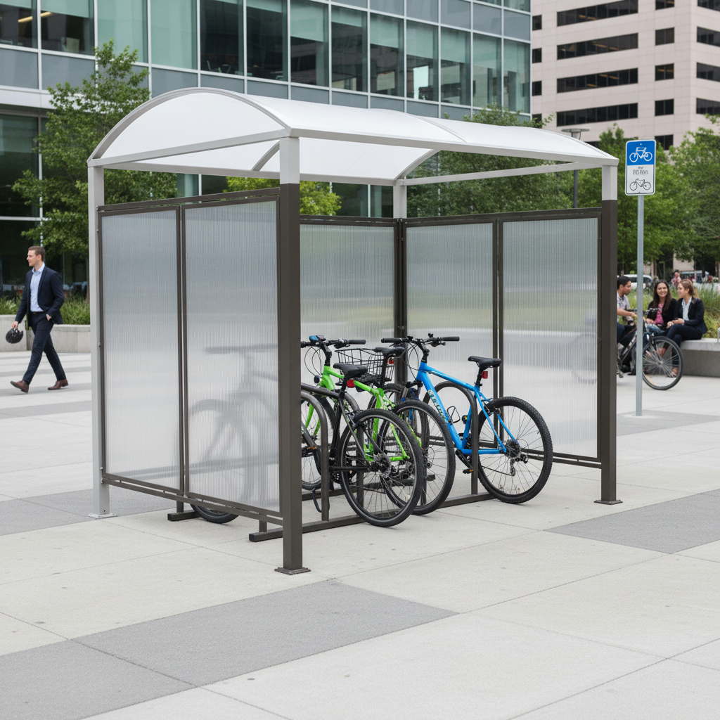 Premium Rear Cladding Panels for Bike Shelter - UV Stabilized Polycarbonate with Aluminium... - side view | Barriers Co