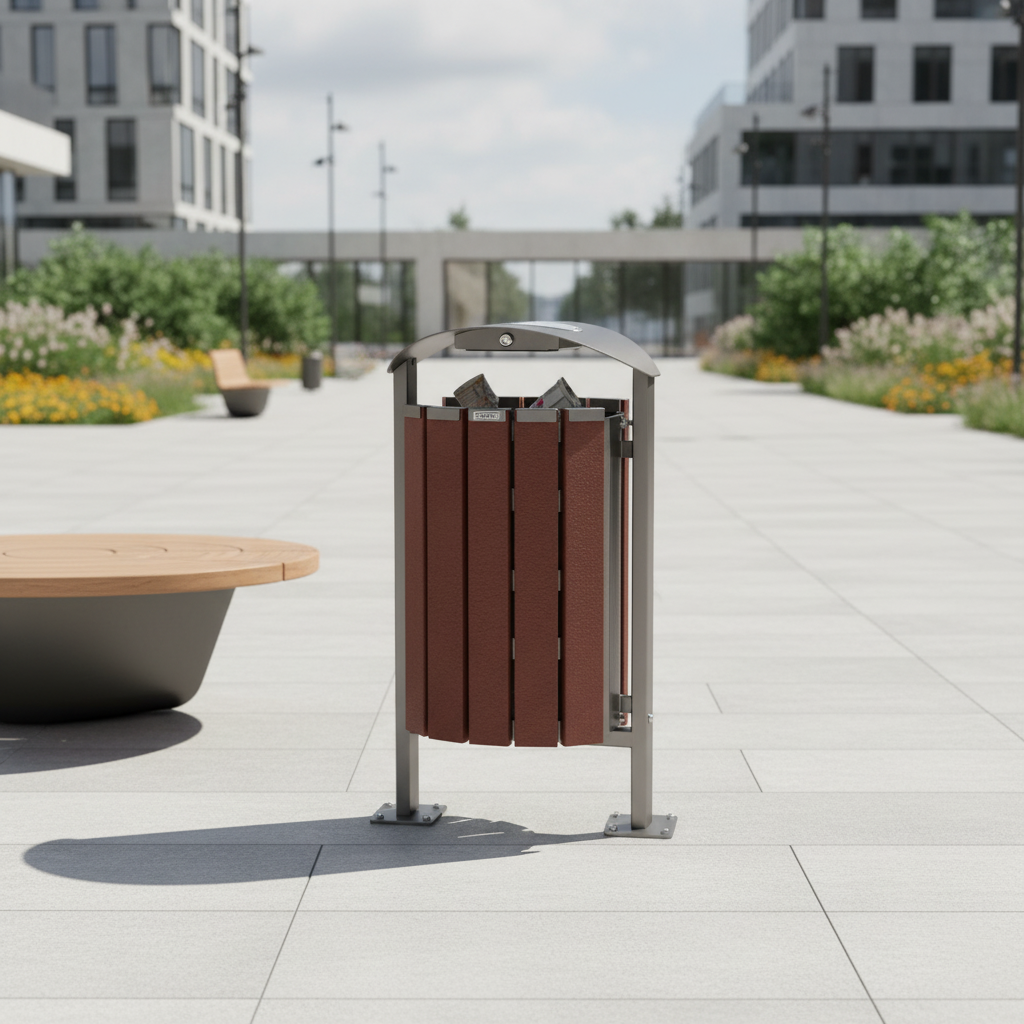 Premium 50L Steel & Recycled Plastic Litter Bin for Indoor and Outdoor Use | Barriers Co