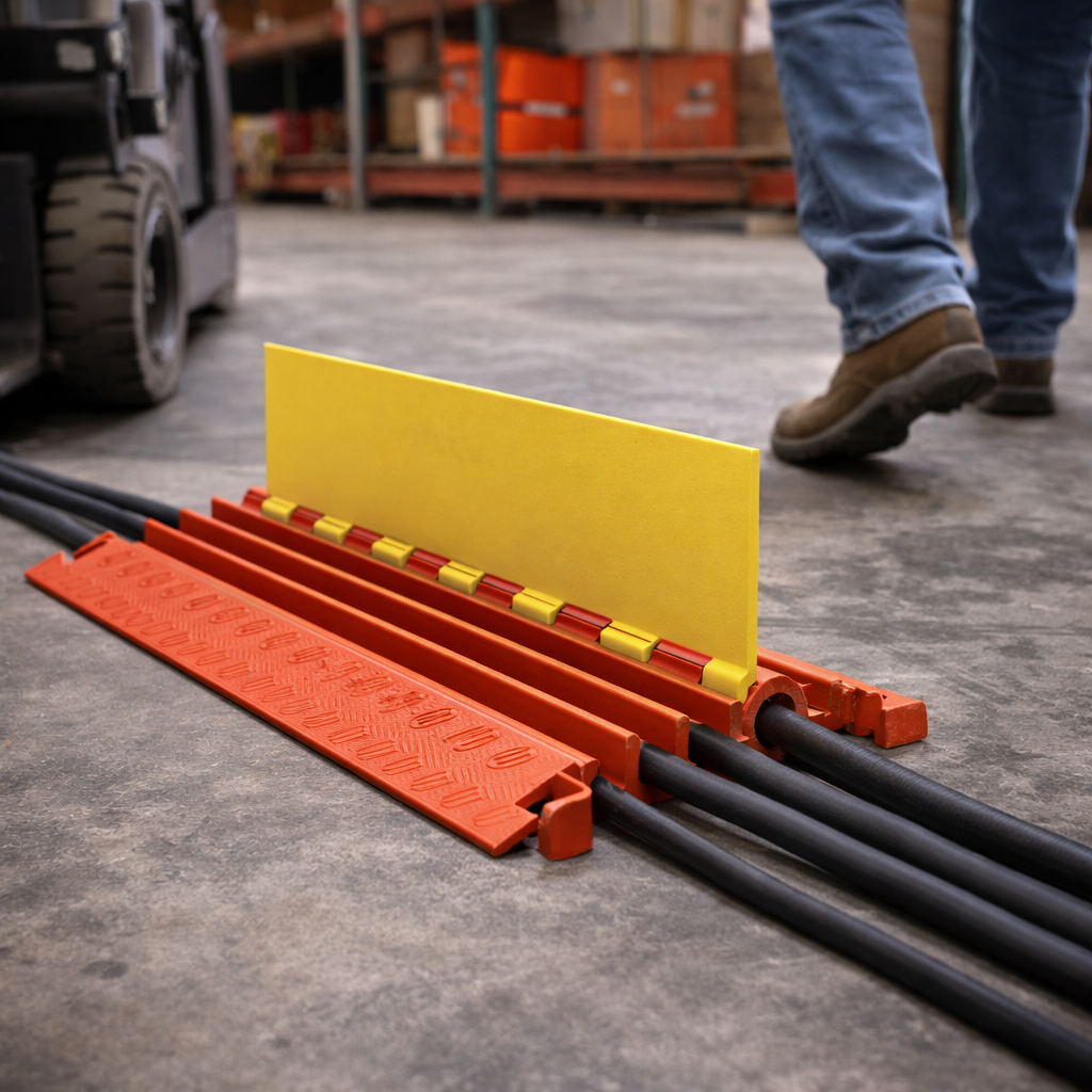 5 Channel Cable Protector – Orange/Yellow – Heavy Duty – Industrial Use