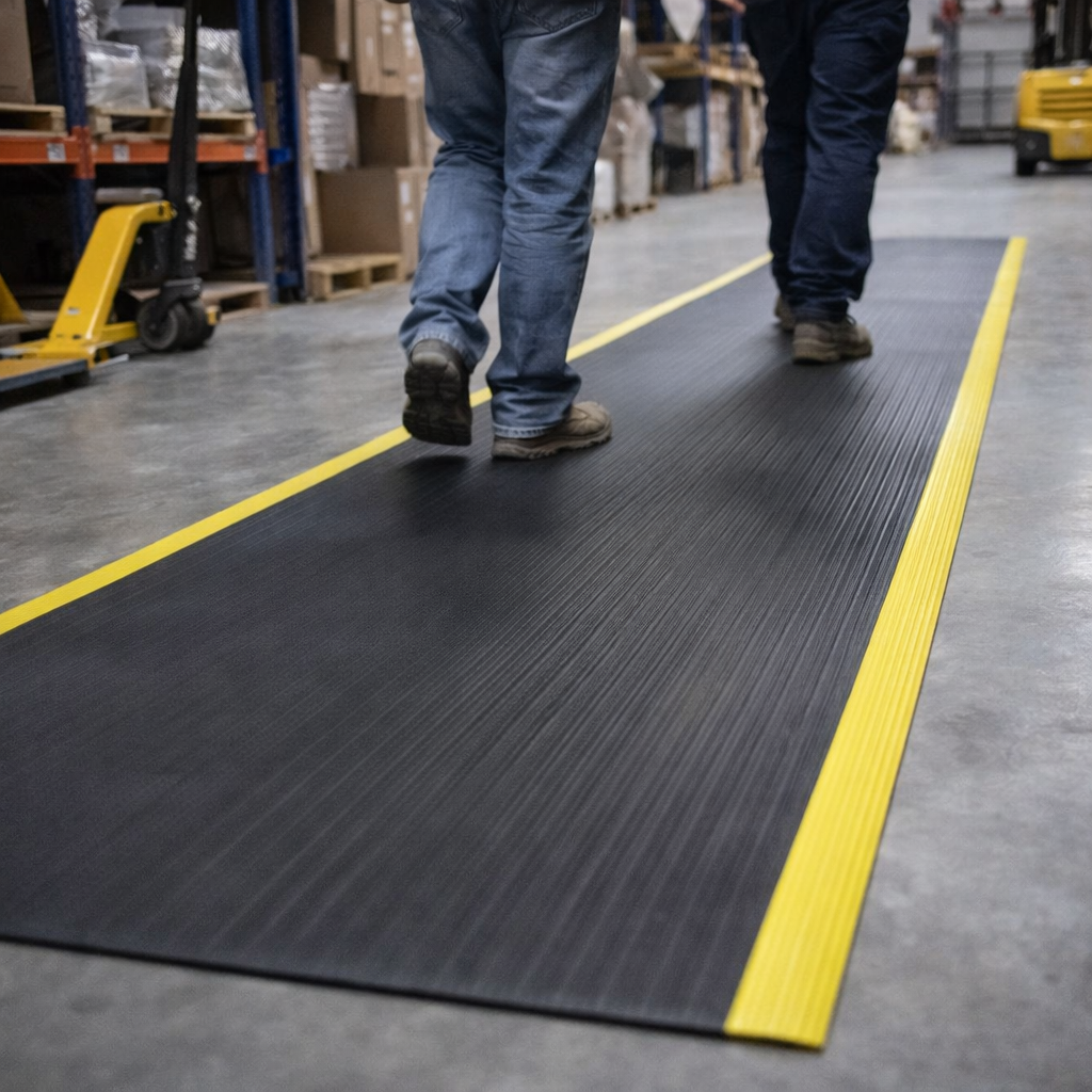 Anti Fatigue Mat – Black & Yellow – 9.4mm Thick – Industrial Use