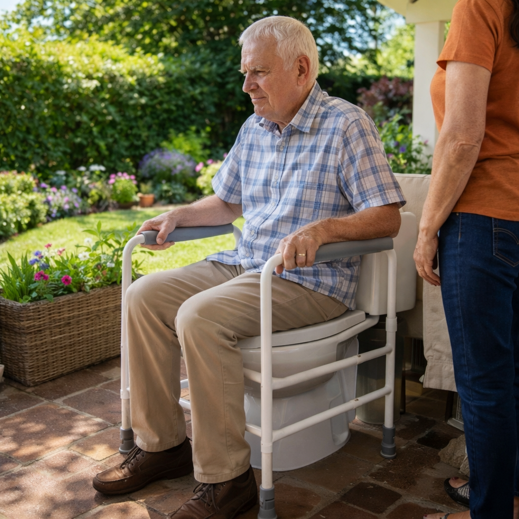 Adjustable Free Standing Toilet Frame – White – 190kg Capacity – Home & Care Use